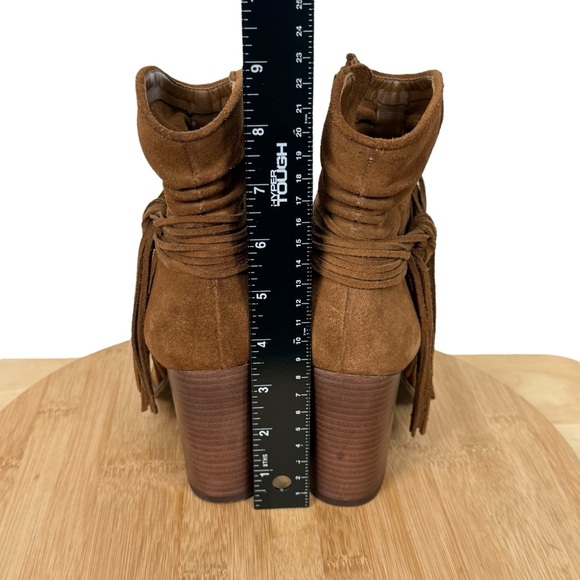 Jessica Simpson JS‑Sesley Suede Fringe Ankle Booties Cognac/Tobacco Brown Sz 6 M - Picture 12 of 14